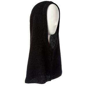 Hannah Rose Shaker Overlap Cashmere Balaclava, Black